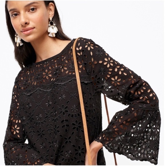 J. Crew UK Black Lace Fit & Flare Dress—Size 6 - Picture 2 of 8